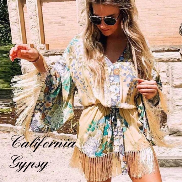 Gypsy bohemian festival boho fringe dress - Picture 4 of 8